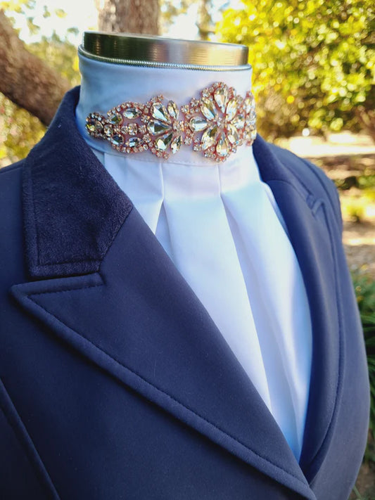 ERA Euro Royale - White Satin with Rose Gold Embellishment and Silver Piping