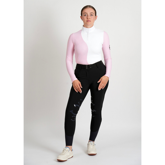 Equestrian Club Lenna LS Show Shirt - White/Pink - ON ORDER DUE END OF OCTOBER