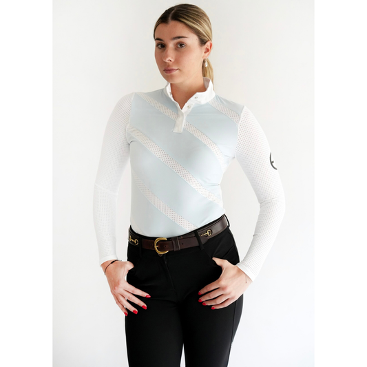 Equestrian Club Zoya LS Competition Shirt - Blue/White - ON ORDER DUE END OF OCTOBER