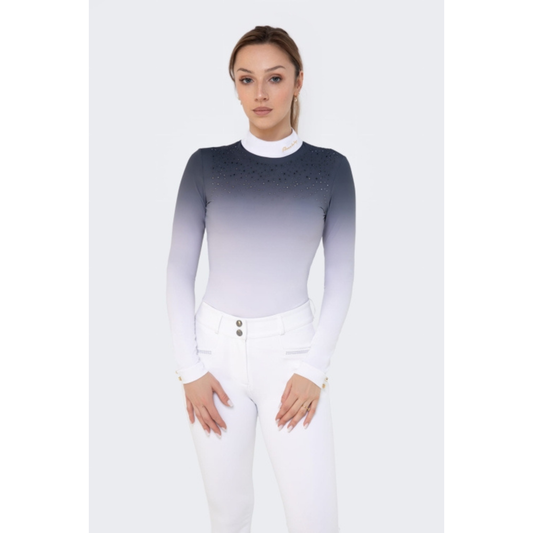 Fleur De Lys Bellflower Long Sleeve Shirt - Gray Ombre