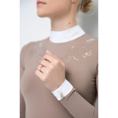 Fleur De Lys Gerbera Long Sleeve Shirt - Dark Beige