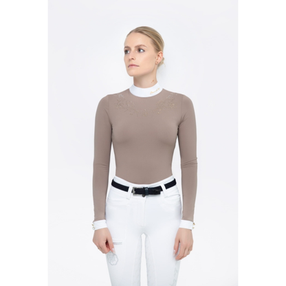 Fleur De Lys Gerbera Long Sleeve Shirt - Dark Beige