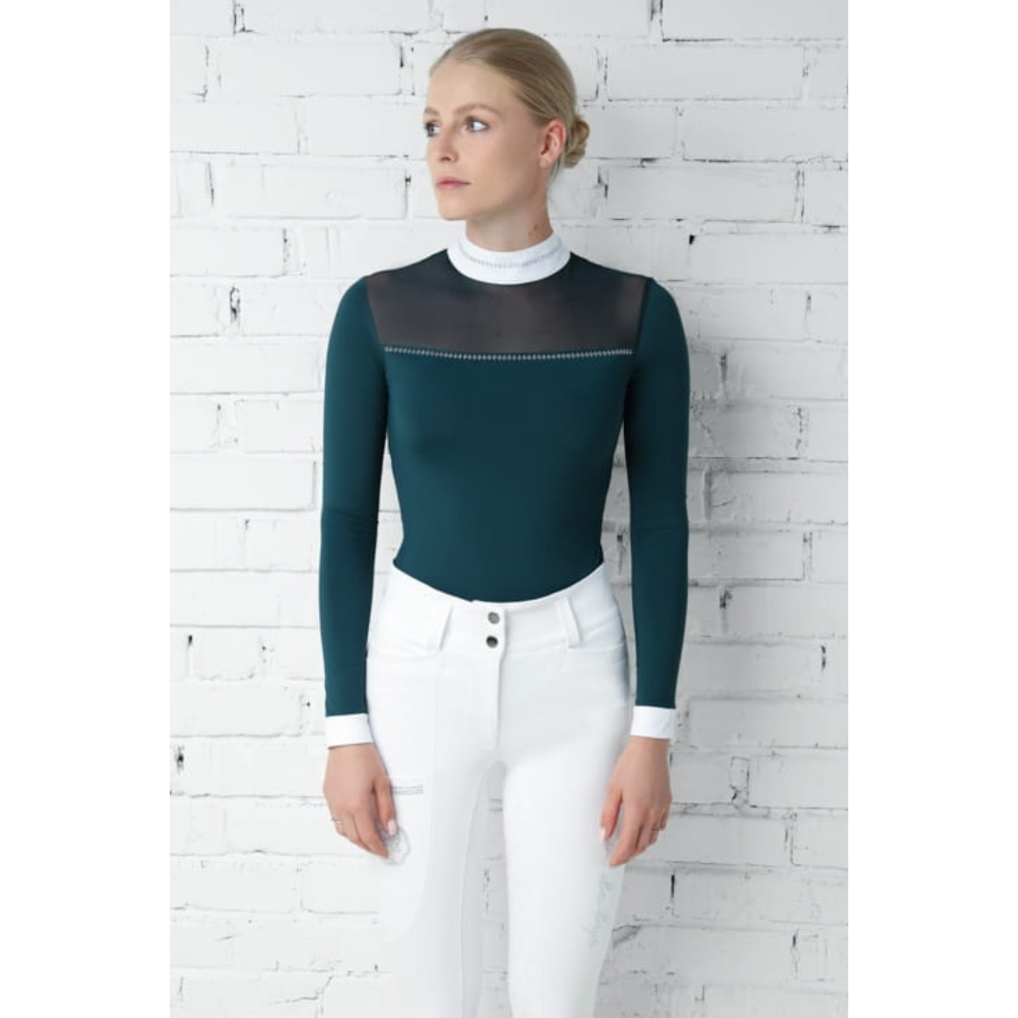 Fleur De Lys Petunia Long Sleeve Shirt - Emerald Green