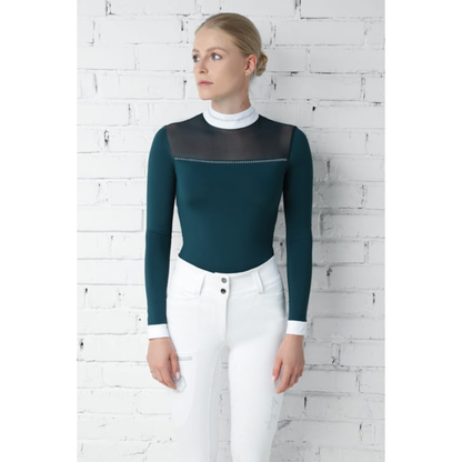 Fleur De Lys Petunia Long Sleeve Shirt - Emerald Green
