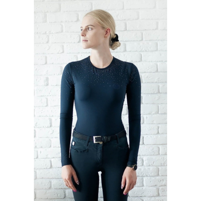 Fleur De Lys Rose LS Training Shirt - Navy