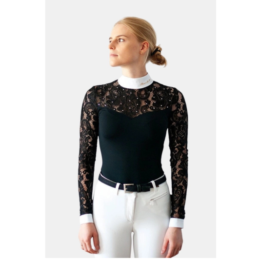 Fleur De Lys Cristall LS Competition Shirt - Black