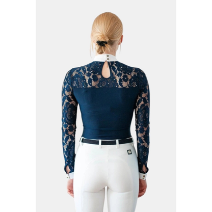 Fleur De Lys Cristall LS Competition Shirt - Navy