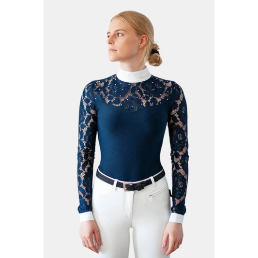 Fleur De Lys Cristall LS Competition Shirt - Navy
