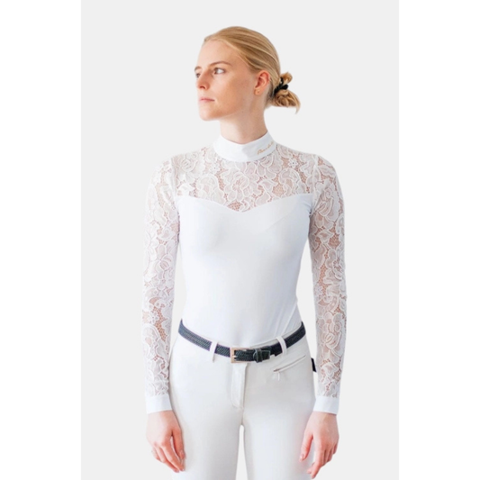 Fleur De Lys Cristall LS Competition Shirt - White