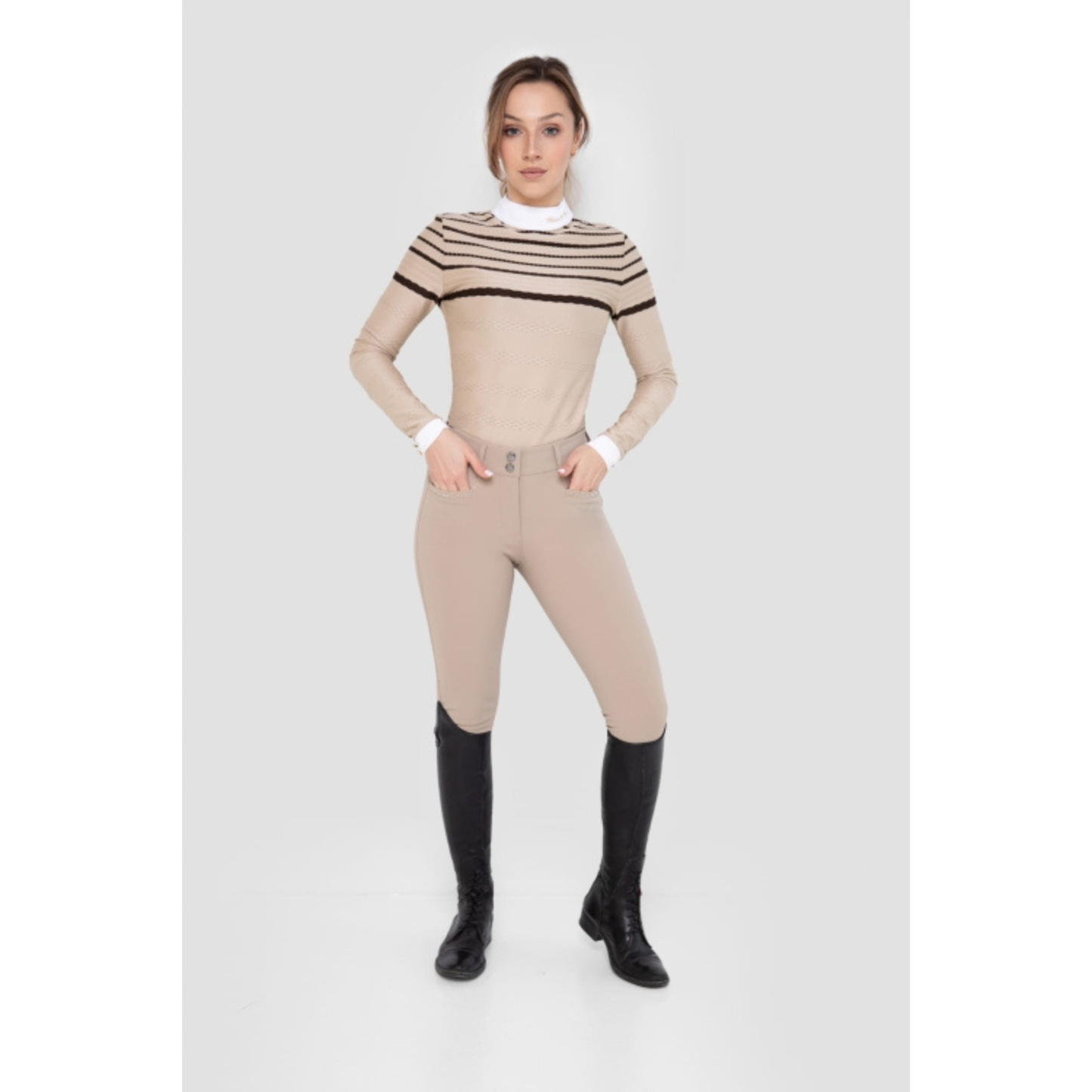 Fleur De Lys Womans Maple Knee Grip Breeches - Beige