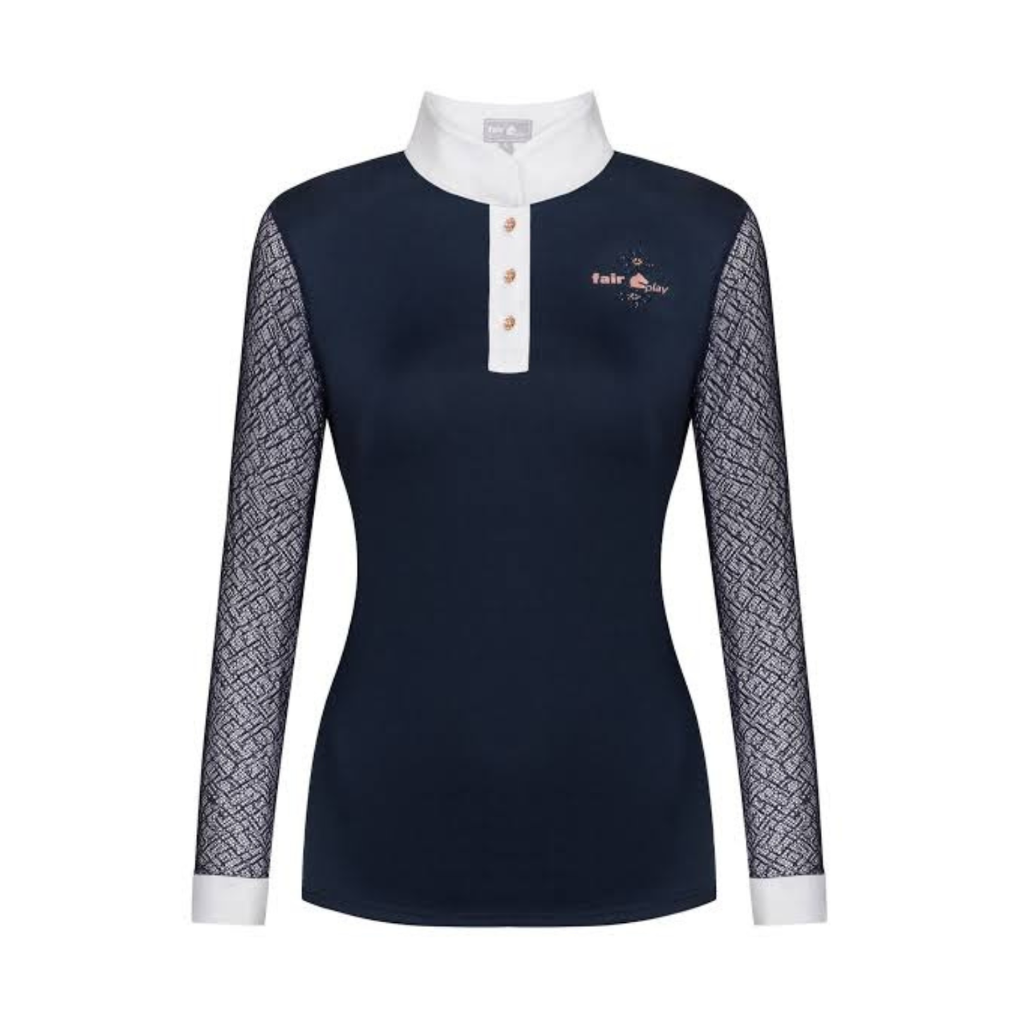 FairPlay Cecile Navy Rose Gold Long Sleeve Shirt - EU42(14) Only