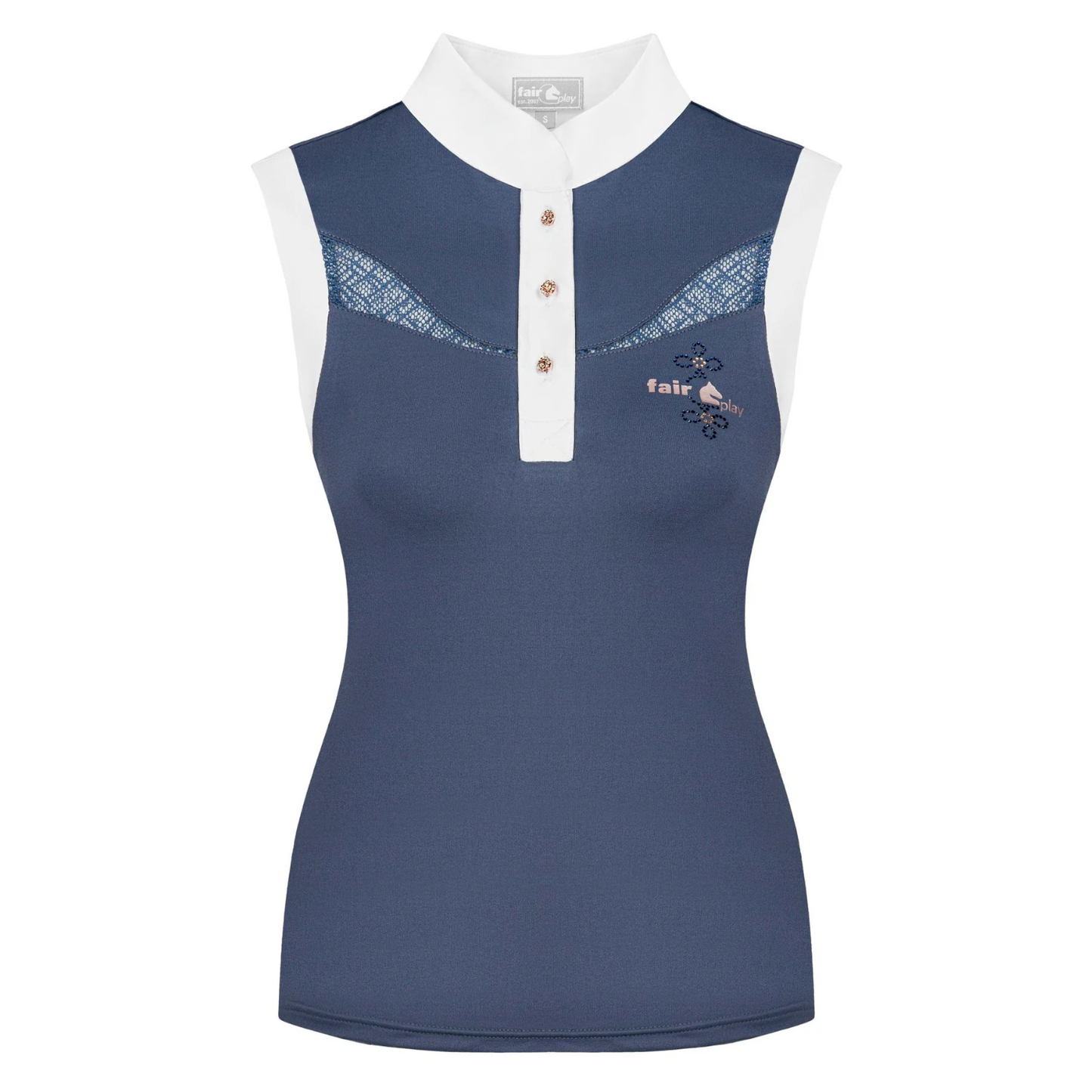 FairPlay Cecile Steel Blue Rose Gold Sleeveless Shirt