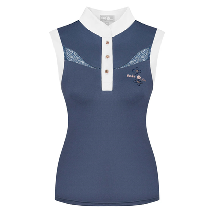 FairPlay Cecile Steel Blue Rose Gold Sleeveless Shirt