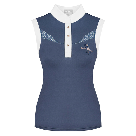 FairPlay Cecile Steel Blue Rose Gold Sleeveless Shirt