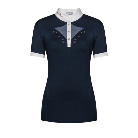 FairPlay Cathrine Rose Gold Short Sleeve Competition Shirt - Size EU38 Navy Only