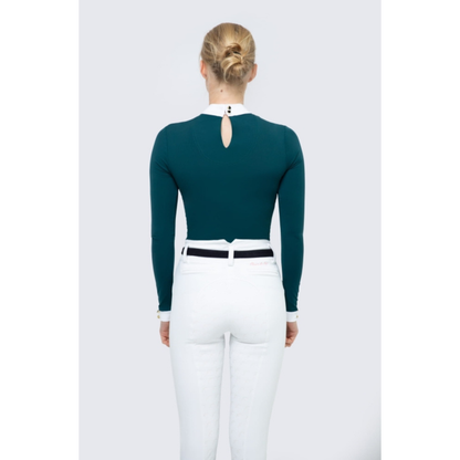 Fleur De Lys Gerbera Long Sleeve Shirt - Emerald Green