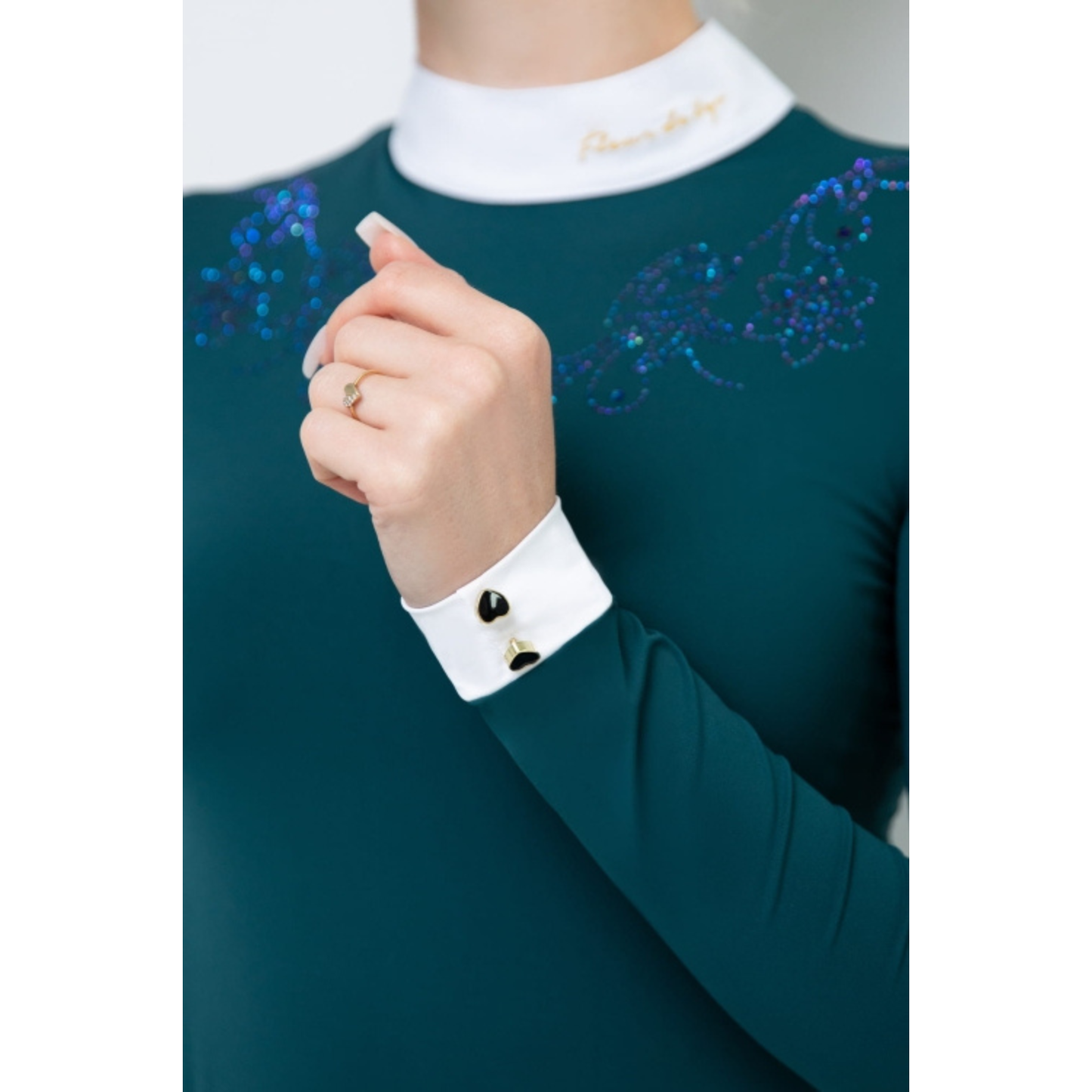 Fleur De Lys Gerbera Long Sleeve Shirt - Emerald Green