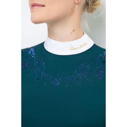 Fleur De Lys Gerbera Long Sleeve Shirt - Emerald Green