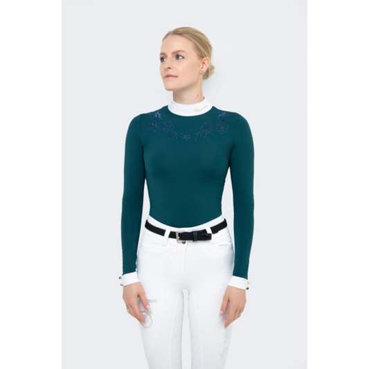 Fleur De Lys Gerbera Long Sleeve Shirt - Emerald Green