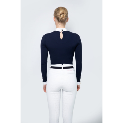 Fleur De Lys Gerbera Long Sleeve Shirt - Navy