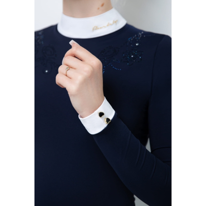 Fleur De Lys Gerbera Long Sleeve Shirt - Navy