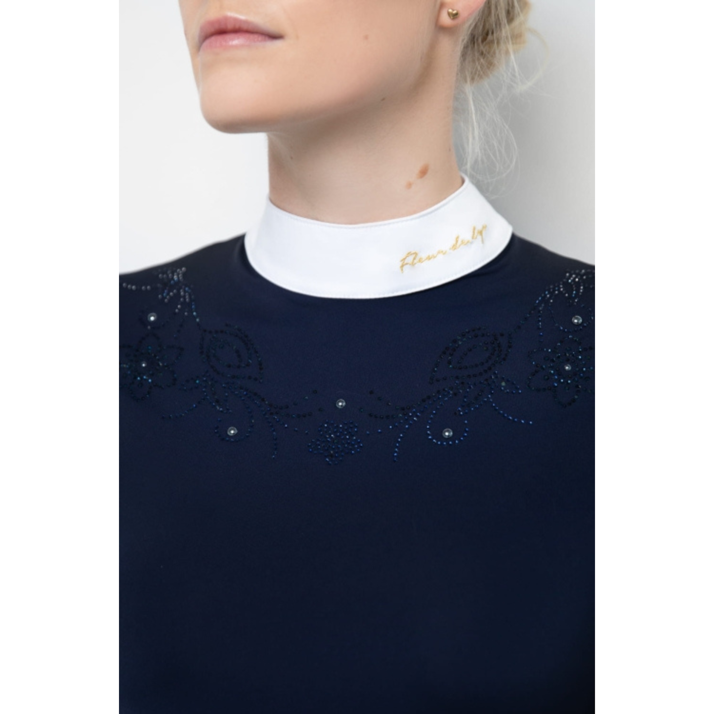 Fleur De Lys Gerbera Long Sleeve Shirt - Navy