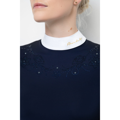 Fleur De Lys Gerbera Long Sleeve Shirt - Navy