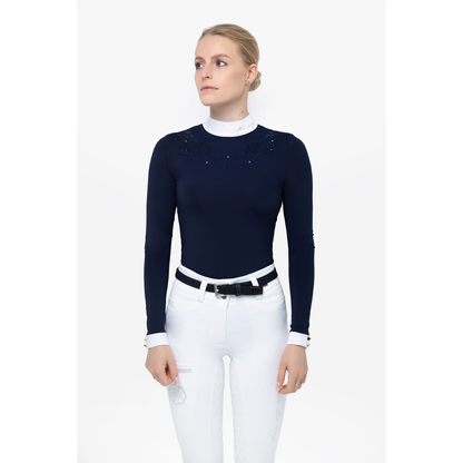 Fleur De Lys Gerbera Long Sleeve Shirt - Navy