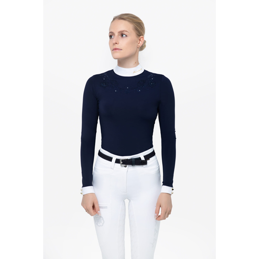 Fleur De Lys Gerbera Long Sleeve Shirt - Navy