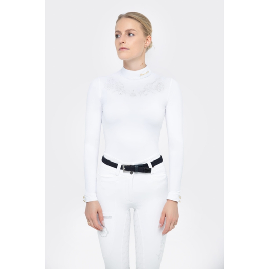 Fleur De Lys Gerbera Long Sleeve Shirt - White