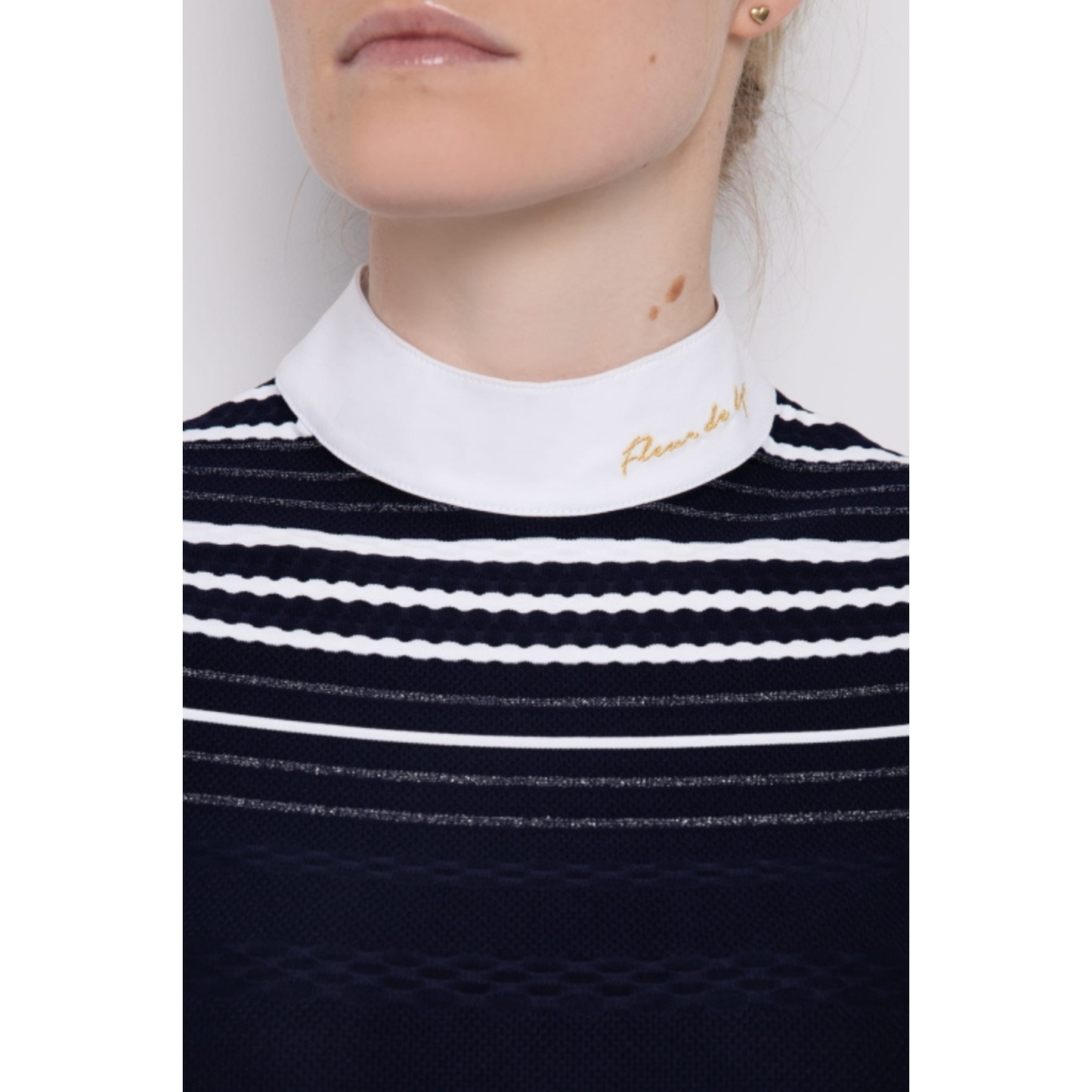 Fleur De Lys Lotus Long Sleeve Shirt - Navy