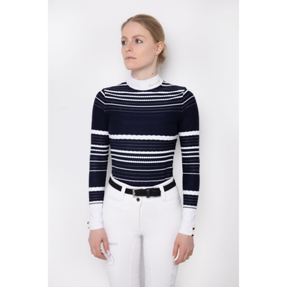 Fleur De Lys Lotus Long Sleeve Shirt - Navy