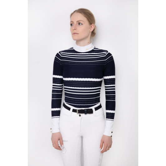 Fleur De Lys Lotus Long Sleeve Shirt - Navy