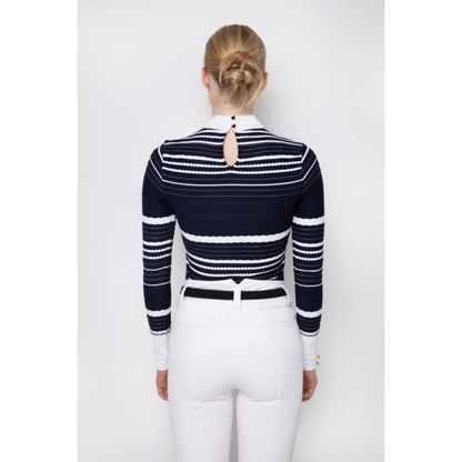 Fleur De Lys Lotus Long Sleeve Shirt - Navy