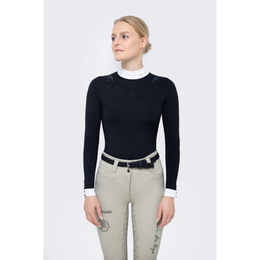 Fleur De Lys Gerbera Long Sleeve Shirt - Black