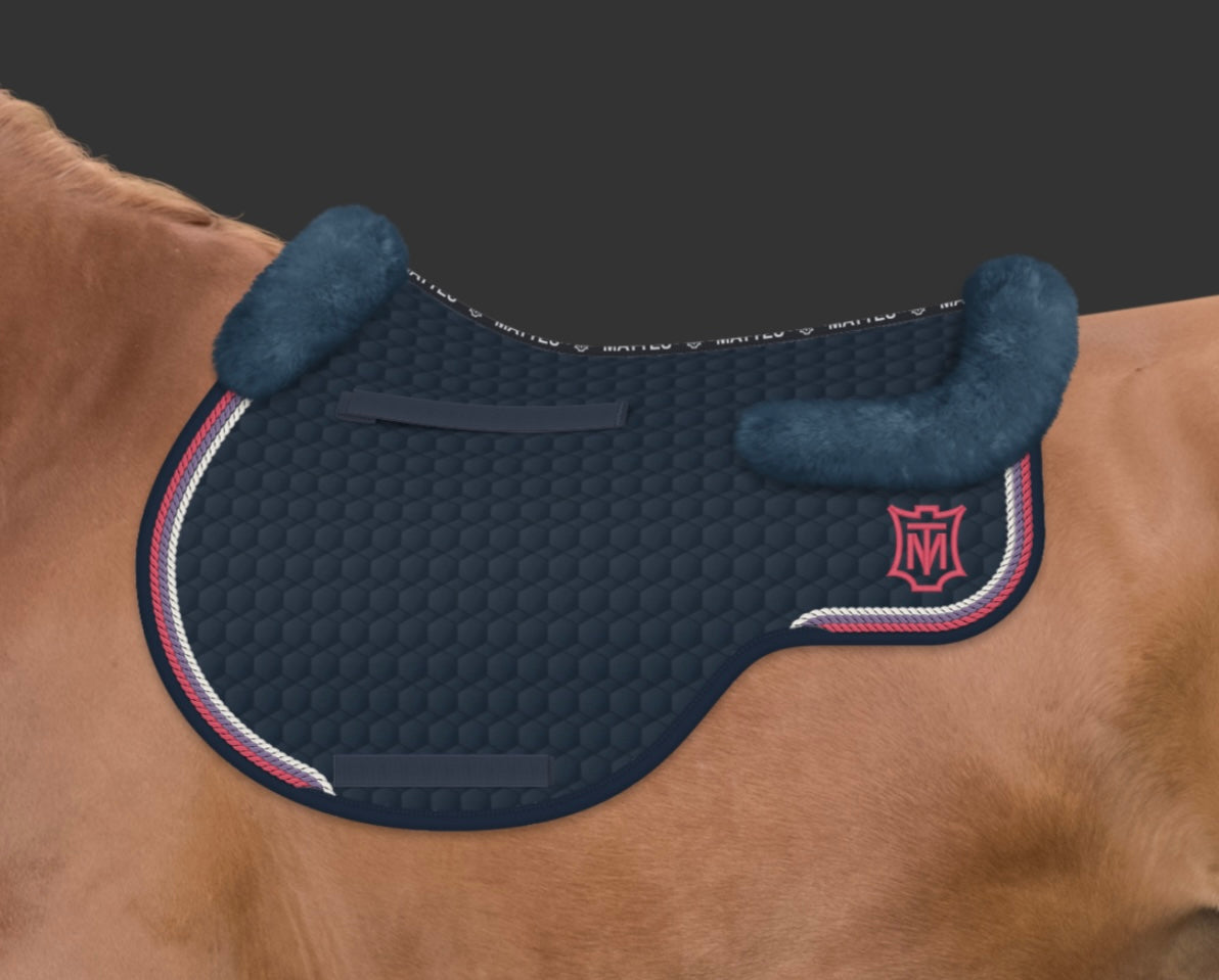 Mattes Eurofit Jump SaddlePad - Navy Quilt - Top Sheepskin - Medium - ON ORDER DELIVERY APPROX 01/09/2026