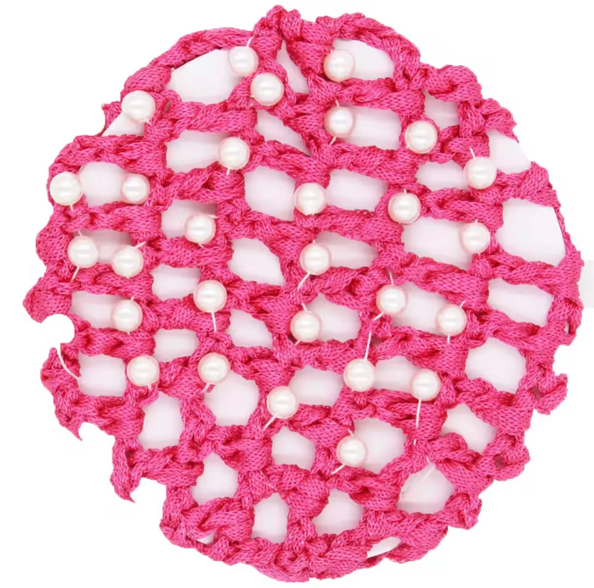 THD Crocheted Ribbon Hair Bun Net with Pearls