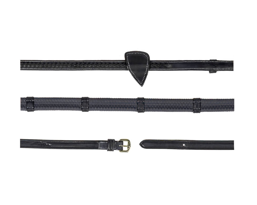 Dy'On 1/2” Rubber Reins with 7 Leather Loops and Plaited Detail - D Collection