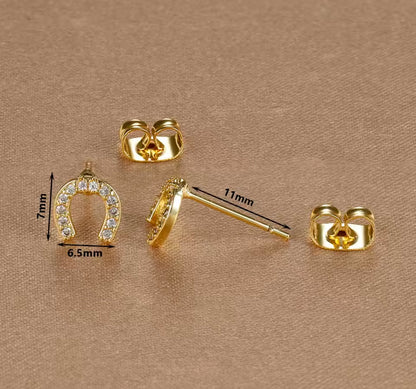 THD SS Horse Shoe Stud Earrings with Cubic Zirconias