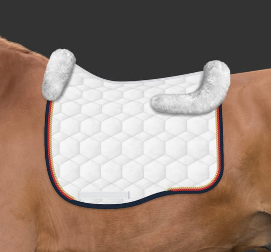 Mattes Eurofit Dressage SaddlePad - White Velvet - Top Sheepskin - Large - ON ORDER DELIVERY APPROX 01/09/2026