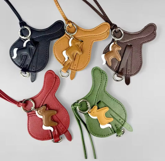 THD PU Leather Saddle Bag Charm with Tiny Horse
