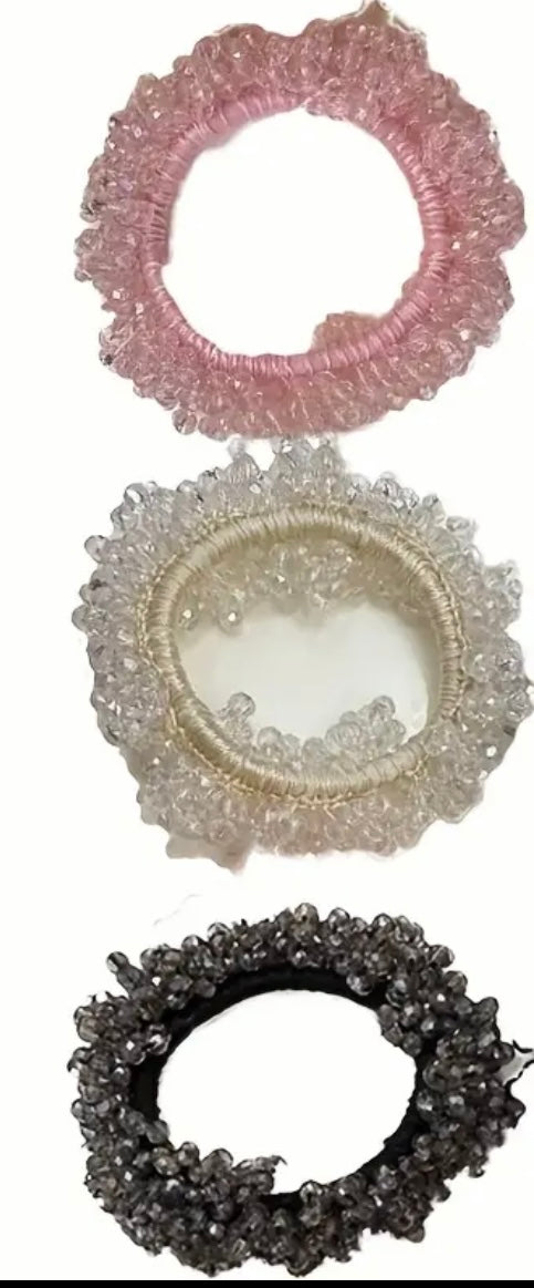 THD Elegant Beaded Crystal Scrunchie