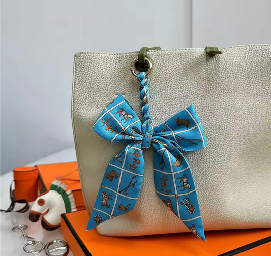CARTER Horse Print Silk Scarf Keyring/Bag Charm