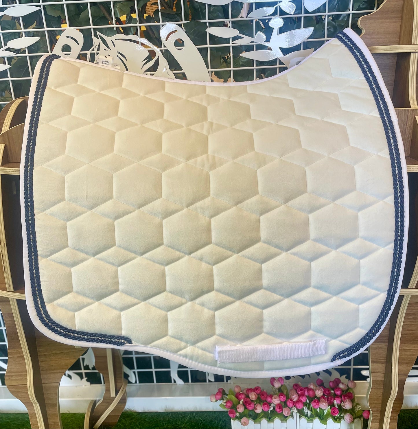 Mattes Eurofit Dressage SaddlePad - White Velvet - No Sheepskin - Large