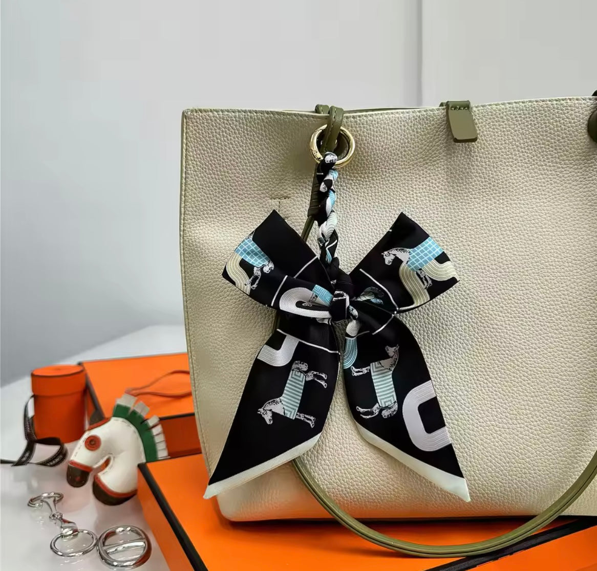 LYON Horse Print Silk Scarf Keyring/Bag Charm