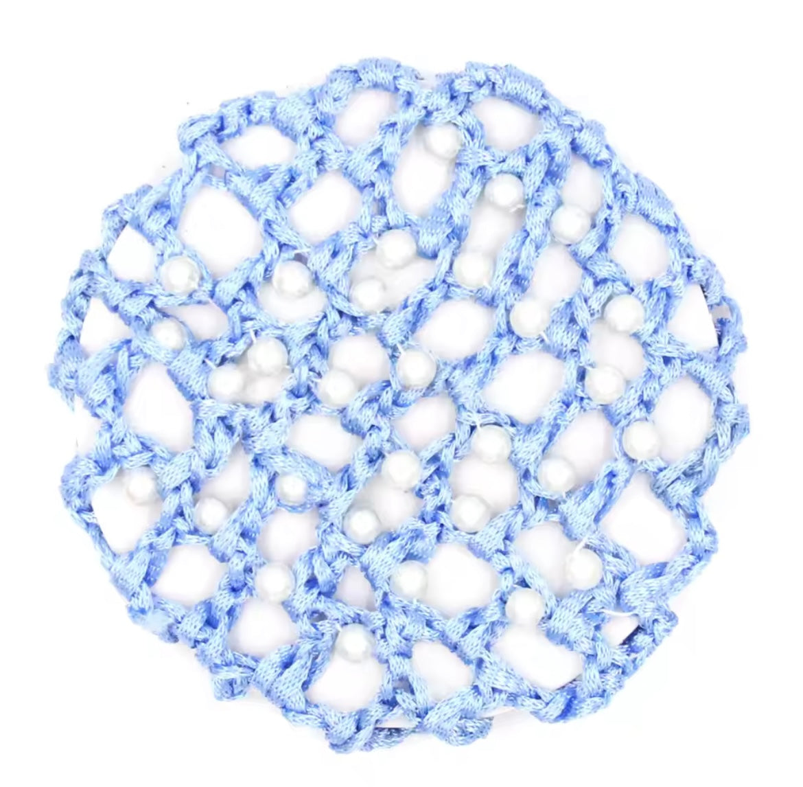 THD Crocheted Ribbon Hair Bun Net with Pearls