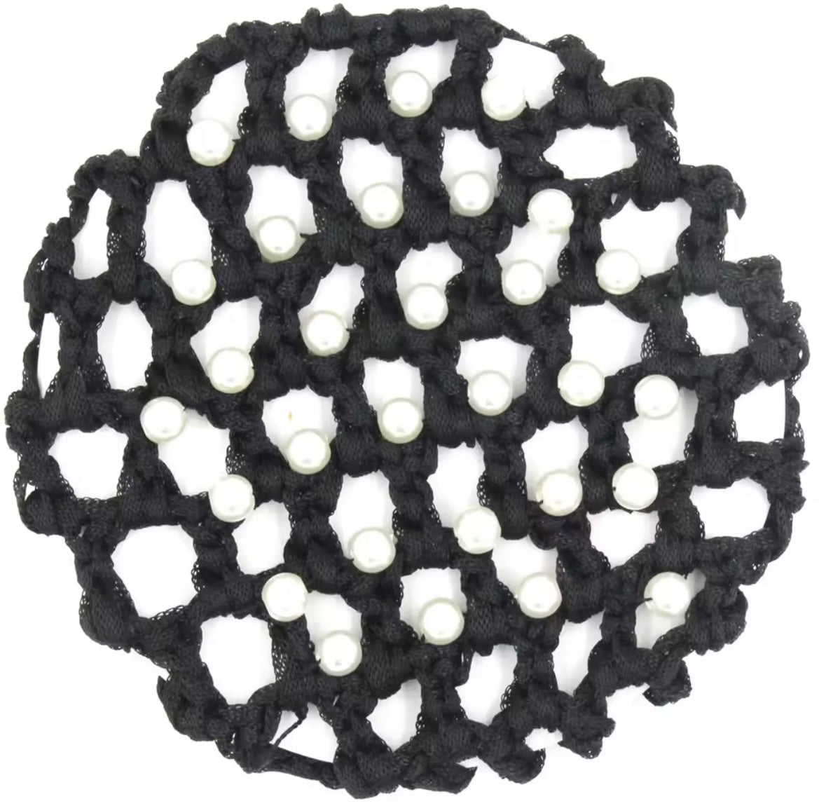 THD Crocheted Ribbon Hair Bun Net with Pearls