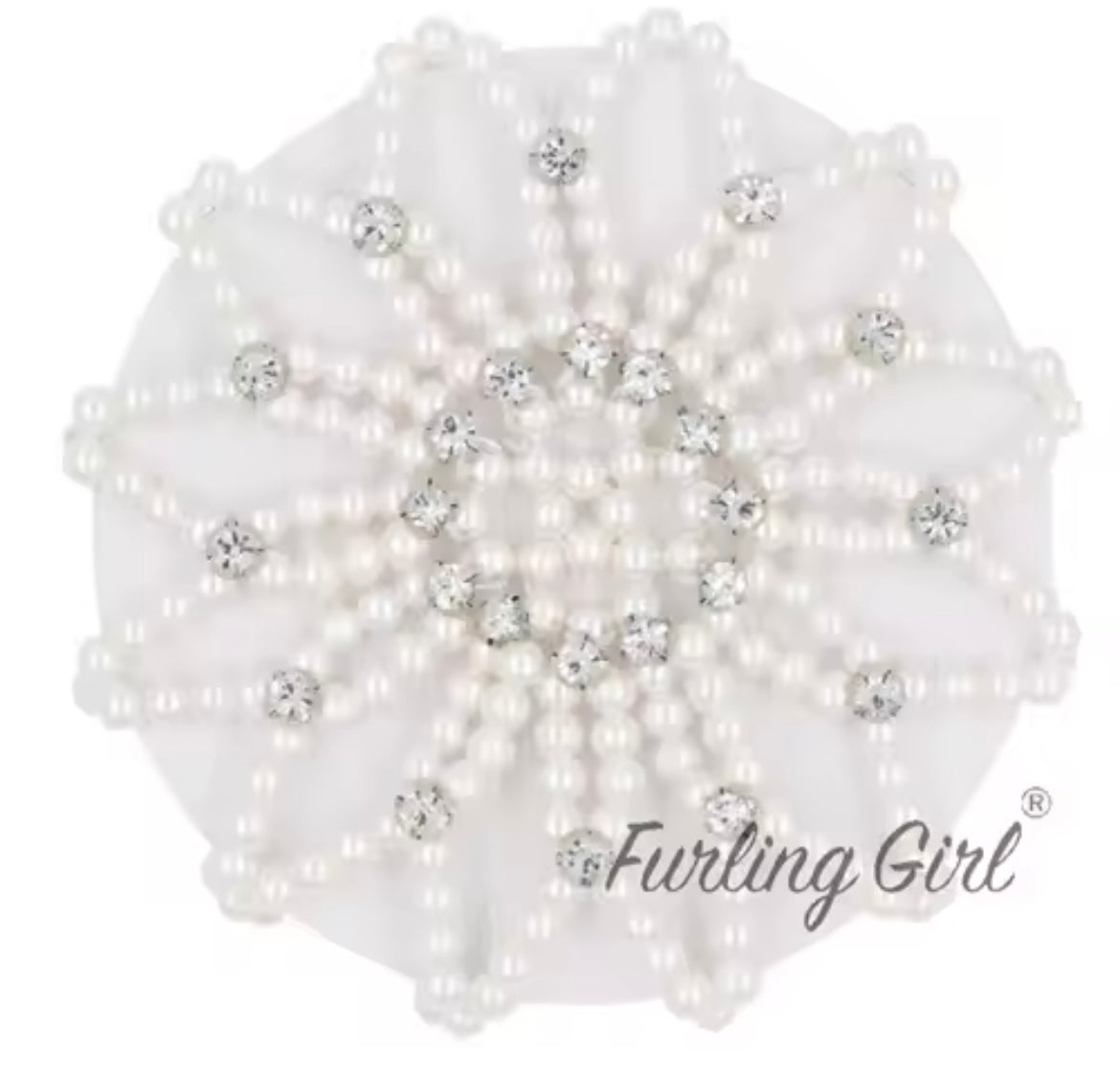 Pearl Elastic Hair Bun Net with Crystals