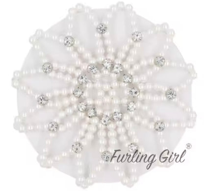 THD Pearl Elastic Hair Bun Net with Crystals