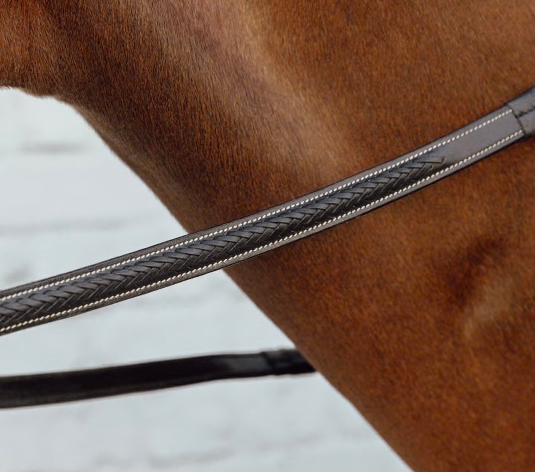 Dy'On 1/2” Rubber Reins with 7 Leather Loops and Plaited Detail - D Collection